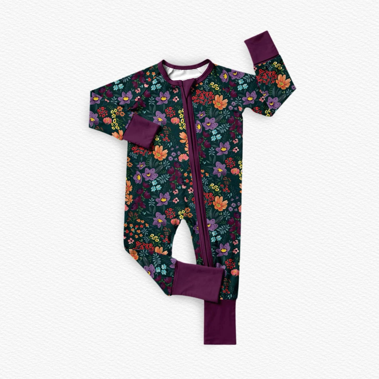 Midnight Floral Bamboo Viscose 2-Way Zipper Romper